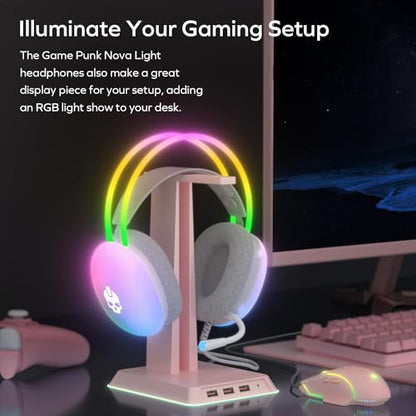 GAME PUNK Nova Light RGB Gaming Headset with Mic – Wired Over-Ear Headphones for PC, Xbox Series X/S, PS5/PS4, Nintendo Switch – USB-A & 3.5mm, Passive Noise Cancelling