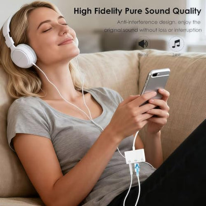 USB C Headphone Splitter, USB C to Dual 3.5mm Audio and Charging Adapter