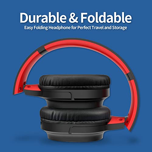 Studio Headphones with Microphone Over Ear Stereo Monitoring Closed Headphones for PC, Phone, Chatting, Music, DJ, Podcast (Classical Black-Red)