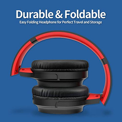 Studio Headphones with Microphone Over Ear Stereo Monitoring Closed Headphones for PC, Phone, Chatting, Music, DJ, Podcast (Classical Black-Red)