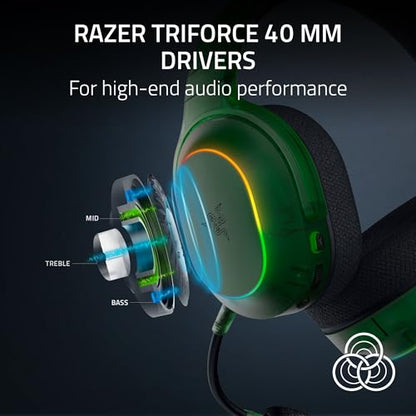 Razer Barracuda X Chroma Wireless Gaming Headset, Phantom Green | 2.4GHz Wireless & Bluetooth, Lightweight, RGB, 40mm Drivers, Cardioid Mic, 70 Hr Battery - color: Phantom Green