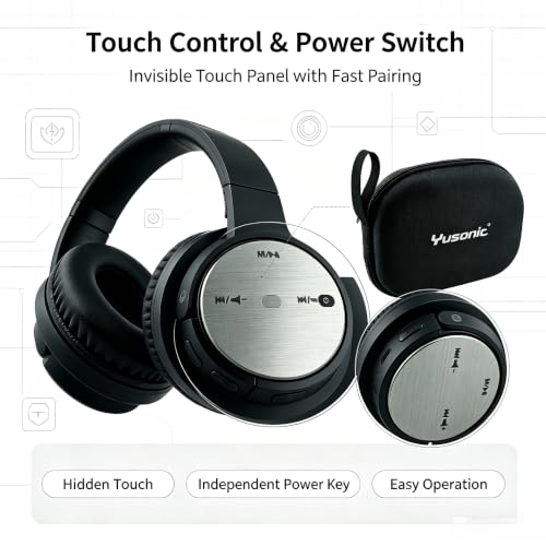 BS660 Bluetooth Headphones, 40mm Deep Bass Over Ear Wireless Headset with Bluetooth 5.3, Invisible Touch Control, 400Mha Battery, Foldable Comfort Earpads with Portable Carry Case for Travel - color: Black