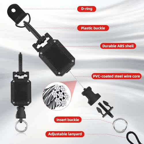 Retractable CB Mic Holder with D-Ring Adjustable Lanyard Snap Clip | CB Radio Microphone Hanger Mount, Durable Tether, Car Truck Off-Road Vehicle Drivers Accessories