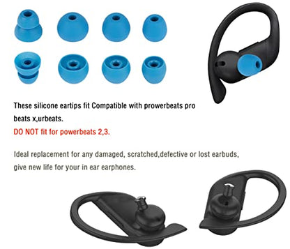 Replacement Eartips Silicone Ear Buds Tips Compatible with Powerbeats Pro Beats Wireless Earphone Headphones，4 Pairs（Blue） - color: Blue