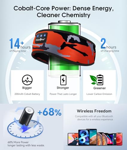MUSICOZY Bluetooth 5.4 Sleep Headphones Headband Sports Wireless Audio | Earbuds 2 in 1 Design with Breathable Stretch Fabric, HD Stereo Sound Speakers for Workout Yoga Running, Nighttime Sleep Use - color: Black Red