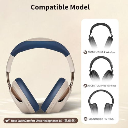 for Bose QuietComfort Ultra Headphones (2nd Gen) Case, 2 Sets Silicone Sweat Cover, KONXISA Eeadphones Protective Case Ear Cushions/Headband, Cover Protector, Washable Scratchproof, Blue