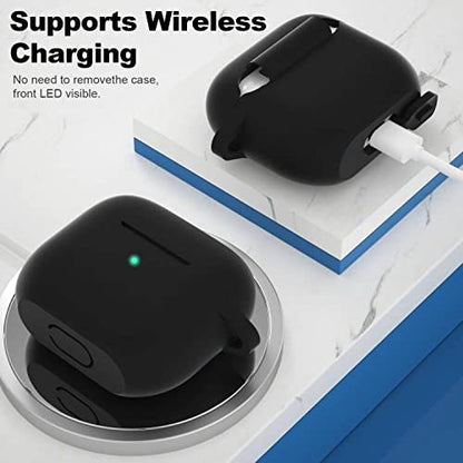 Compatible with AirPods 3 Case, Protective Silicone Cover for AirPods 3rd Generation Case 2021, Wireless Charging - Black - color: B-Black