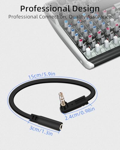 GELRHONR 3.5mm to 3.5mm Audio Extension Cable 0.5FT, 90-Degree Right Angle TRS 1/8" Male to Female Jack Aux Cord for Headphones, Headsets, Phones, MP3, Car Stereo Systems 2-Pack (S to A, M to F)