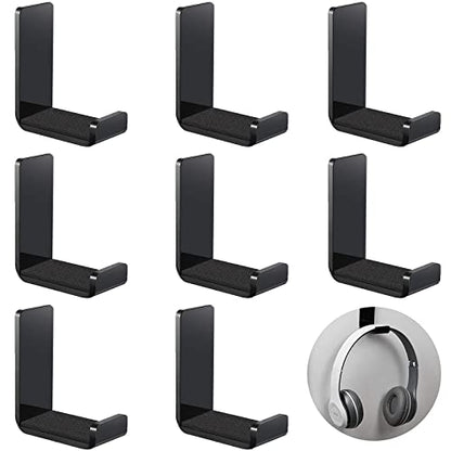 Weewooday 8 Pcs Headphone Hanger Wall Mount Stand with Adhesive Hook,Black - color: black