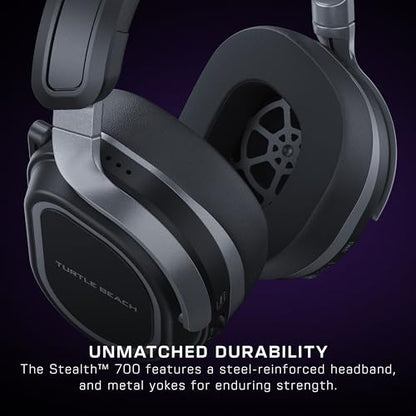 Turtle Beach Stealth 700 Wireless Multiplatform Amplified Gaming Headset for PC, PS5, PS4, & Mobile – 24-bit Audio, 60mm Speakers, High-Bandwidth Microphone, Bluetooth, 80-Hr Battery – Black (Renewed) - style: Stealth 700