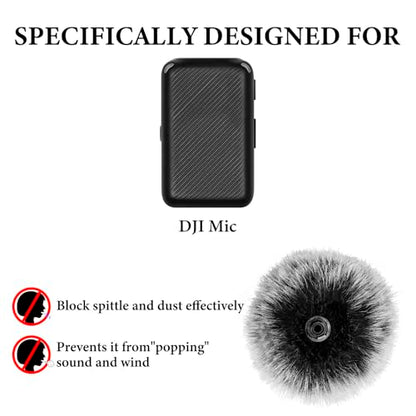 Geekria for Creators Furry Windscreen Compatible with DJI Mic, Mic DeadCat Wind Cover Muff, Fluff Cover Windshield, Wind Noise Reduction (Grey / 2 Pack)