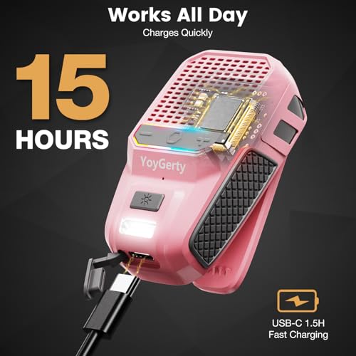 2026 Upgrade Wearable Bluetooth 5.4 Speaker, IPX6 Waterproof Clip on Wireless Speakers, Portable Speaker with RGB Lights and Flash, Built-in Mic,15H Playtime for Cycling/Home/Party/Beach/Outdoor(Pink) - color: Light Pink