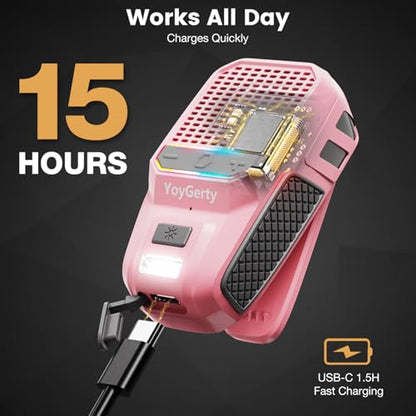 2026 Upgrade Wearable Bluetooth 5.4 Speaker, IPX6 Waterproof Clip on Wireless Speakers, Portable Speaker with RGB Lights and Flash, Built-in Mic,15H Playtime for Cycling/Home/Party/Beach/Outdoor(Pink) - color: Light Pink