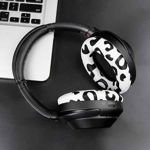 SOULWIT Professional Earpads Cushions Replacement for Sony WH-1000XM3 (WH1000XM3) Over-Ear Headphones, Ear Pads with Softer Protein Leather, Noise Isolation Memory Foam, Added Thickness (Snow Leopard) - color: Snow Leopard