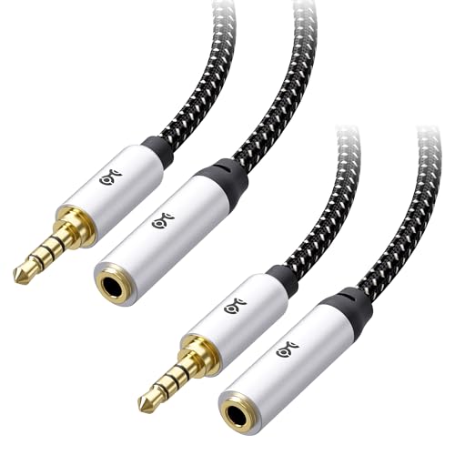 Cable Matters 2-Pack Headset Extension Cable, 3.5mm TRRS, 3ft | Mic Support, Gaming Headset Extended Cord, Black - size: 3 ft