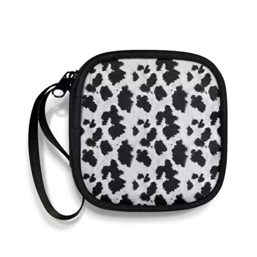 Black Cow Carrying Earphone Case Pouch Storage Bag Holder-Earbud Case Headphones Storage Bag Pouch for Headphone, Bluetooth - color: Black Cow