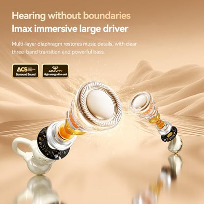 2026 New Jewelry-Inspired Clip-On Earbuds with Detachable Sparkle Butterfly Earrings, Bluetooth 6.0, Cute Wireless Headphones for Women, 50H Playtime, Low Latency, Sports & Workouts (White) - color: White