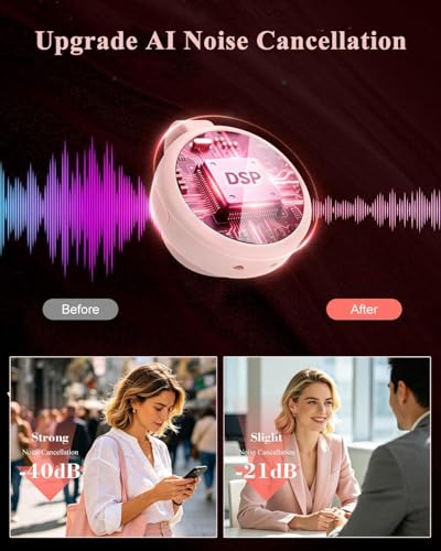 Wireless Microphone for iPhone & USB C Android, AI Noise Canceling Lapel Mic with Charging Case Magnetic Clip LCD Display DSP Chip Lavalier Mini Microphone for Vlogging Tiktok Live Stream YouTube Pink - color: Pink