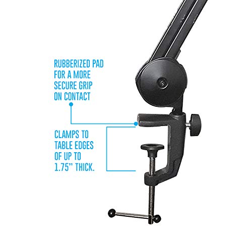 AxcessAbles Large Heavy Duty Desk Mounted Microphone Boom Stand with 3.3ft Extension and 6ft XLR Cable | 5LB Capacity | Podcast Boom for Large Condenser Mic | Desktop Boom Mic Stand