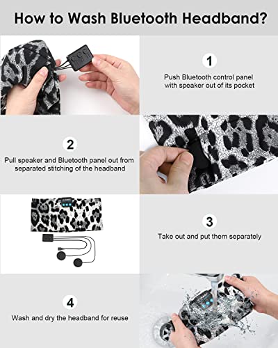 LC-dolida Sleep Headphones Headband Bluetooth 5.4, Sports Headband Earphones Wireless with Speaker Microphone USB C for Women Sleeping Gift Workout Jogging Yoga Insomnia Travel Meditation - color: Leopard