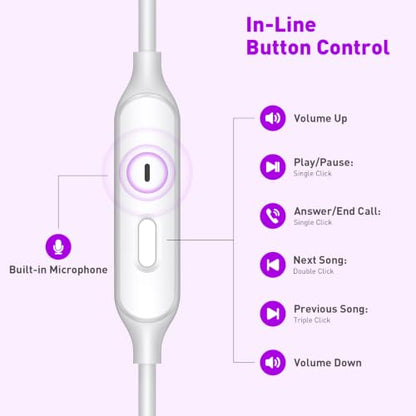 Wired Earbuds 3.5mm Headphones with Mic for Laptop PC Chromebook,Purple | Noise Isolating in-Ear Earbuds,3.5mm Jack Plug in headphones Call Volume Control for Mobile Phones/Computer/MP3 Kids School - color: Purple