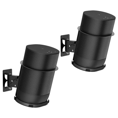 2 Pack Adjustable Speaker Wall Mount for Sonos Move and Sonos Move 2, Wall Mounted Bracket, Adjustable Tilt and Swivel, Space Saving Speaker Holder, Black - color: Black, size: 2 Pack