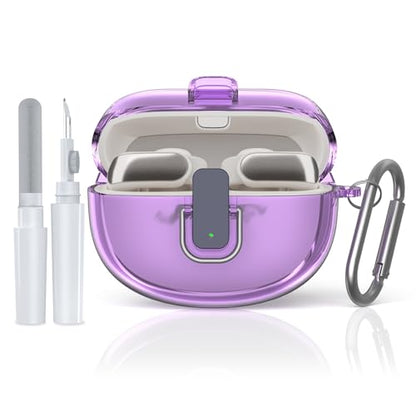 [Secure Lock] TUDIOW for Bose Ultra Open Earbuds Case(2024) | Clear TPU Shockproof Protective Cover for Bose Open Ear Wireless Earbuds Accessories with Cleaning Kit&Keychain(Clear Purple) - color: touzi