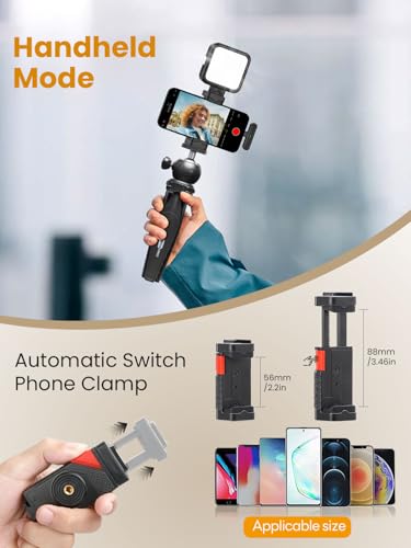 Vlogging Kit w/Light Wireless Mic,59" Full-Size Tripod Vlog K5 | Content Creator Essentials for iPhone & Android,w/ 1TX+1RX Lavalier Mic,Automatic Switch Phone Clamp,Camera Mount Tripod - size: VLOGK5(Wireless Mic)
