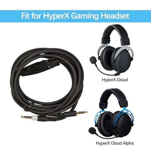 Flylin 2M 3.5mm Replacement Audio Aux Cable, Audio Cord Male to Male Cable | Compatible with Kingston Hyper Cloud and Hyper Cloud Alpha, Gaming Headset with Inline Mute and Volume Control, No Mic