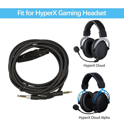 Flylin 2M 3.5mm Replacement Audio Aux Cable, Audio Cord Male to Male Cable | Compatible with Kingston Hyper Cloud and Hyper Cloud Alpha, Gaming Headset with Inline Mute and Volume Control, No Mic