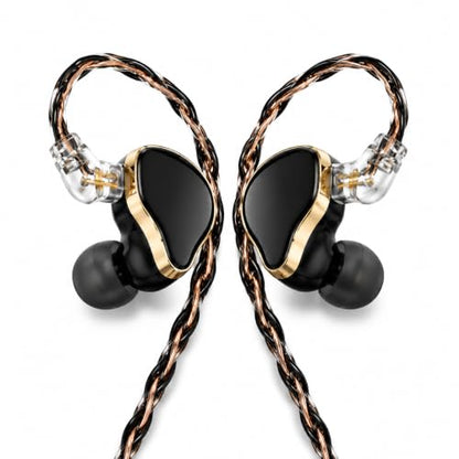 Hi-Fi Wired In-Ear Monitor Headphones, Detachable Cable IEM Earbuds with Ergonomic Noise Isolating Design, 3.5MM Earphones Clear Sound for Music, Gaming, Studio Monitoring & Audiophiles (Without Mic) - color: Black