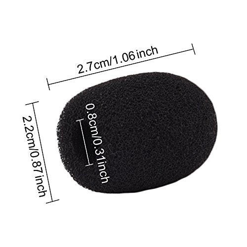 Sunmns Mini Small Size Lapel Headset Microphone Windscreen Foam Cover | 10 Pack, Black