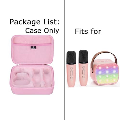 Tourmate Hard Storage Case for YLL/zicor/Kinglucky/CscyyAmz/IROO Kids Karaoke Machine,PU Travel Case for Portable Bluetooth Speaker Two Microphones (Only Case) (Pink)