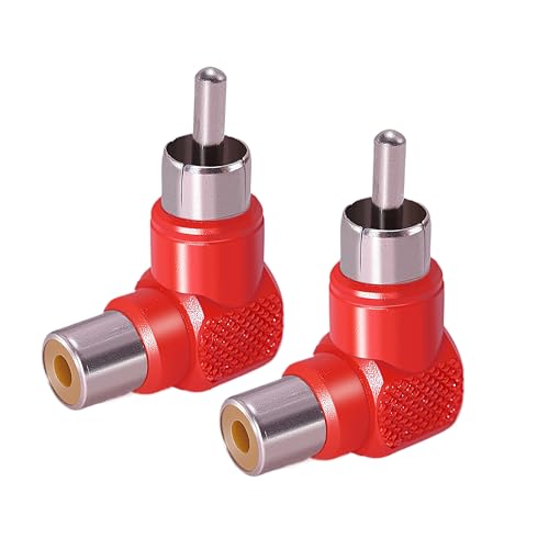 CNARIO 2PCS Right Angle RCA Adapter, RCA 90 Degree Adapter | 90 Degree RCA Adapter for Extension AV/TV Audio Video Cable S/PDIF, Subwoofer, Phono, Composite, Component