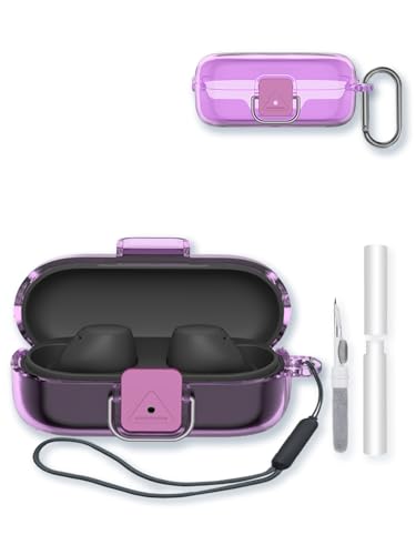 Case for Sony WF-C510 Noise Canceling Truly Wireless Earbud,BOVUGAC High Transparency Soft TPU Shockproof Cover with Keychain,Cleaning Kit and Lanyard-Clear Purple - color: Purple