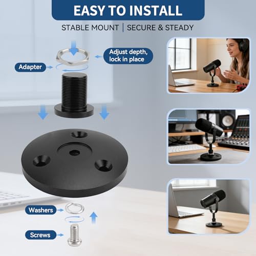 Desktop Microphone Stand for Shure MV7i/MV7x | Secure & Space-Saving Desk Stand for Shure MV7i and MV7x Podcast Mic,Detachable microphone base with locking nut - size: for Shure MV7i/MV7x