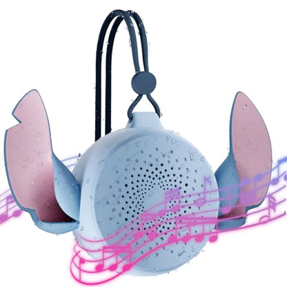 Disney Lilo and Stitch Bluetooth Shower Speaker with Suction Cup – IPX4 Rated Water Resistant Stitch Speaker for Shower, Baths| Up to 5 HRs Playtime, Built in Controls and Mic for Phone Calls