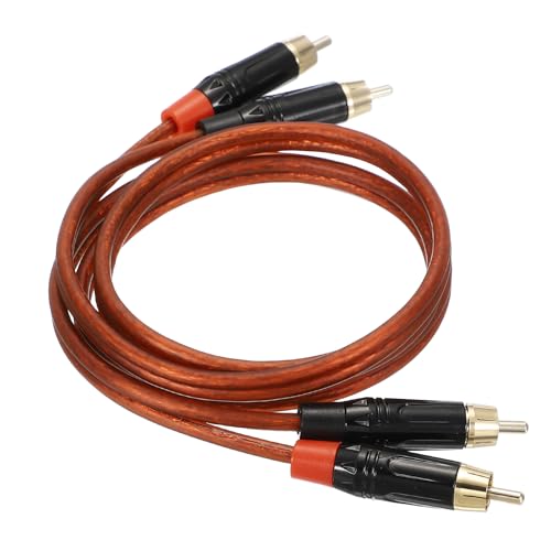 MECCANIXITY 2RCA Male to 2RCA Male Audio Stereo Cable, 3.3 ft RCA Subwoofer Cable with Gold Plated Plugs for Home Theater, HDTV, Amplifiers, Speakers, Red Brown Cable Black Shell - color: Red Brown/Black, size: 3.3 ft