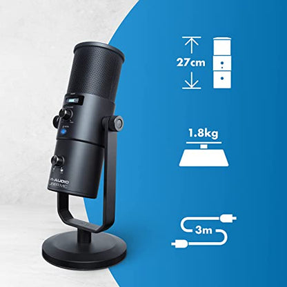 M-Audio Uber Mic | Professional USB Microphone With Switchable Polar Patterns and Integrated Headphone Output, black