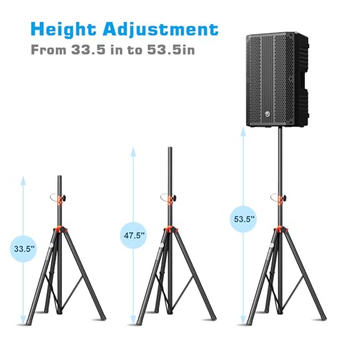 Speaker Stands Heavy Duty - Adjustable Height 50.5'' to 83.5'', Speaker Tripod Stand with Non-Slip Rubber Feet,144lbs Load Capacity for Stage/DJ/Party, Fits 1.38"&1.63" Speaker Poles (1-Pack)