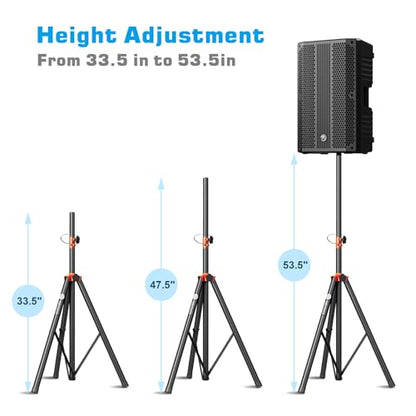 Speaker Stands Heavy Duty - Adjustable Height 50.5'' to 83.5'', Speaker Tripod Stand with Non-Slip Rubber Feet,144lbs Load Capacity for Stage/DJ/Party, Fits 1.38"&1.63" Speaker Poles (1-Pack)