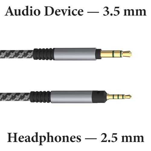 GEEKRIA Audio Cable Compatible with Sennheiser HD 620S/599/599SE/598/598SE/598SR/560S/400PRO/579/569/550/505, 3.5mm to 2.5mm Braided Nylon Replacement Cord (10ft / 3m)