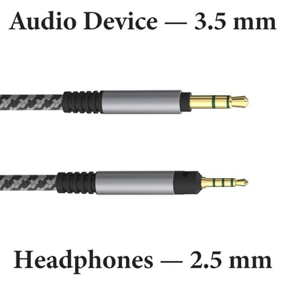 GEEKRIA Audio Cable Compatible with Sennheiser HD 620S/599/599SE/598/598SE/598SR/560S/400PRO/579/569/550/505, 3.5mm to 2.5mm Braided Nylon Replacement Cord (10ft / 3m)