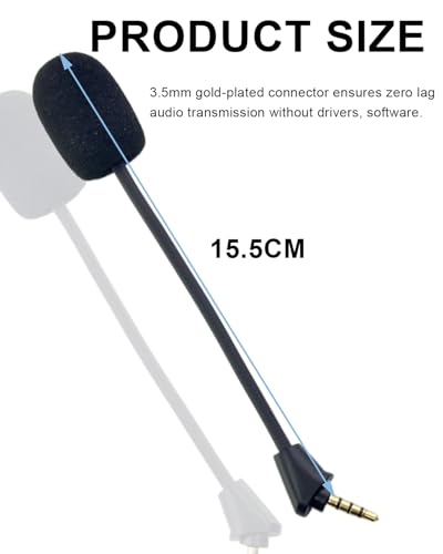 Replacement Microphone 3.5mm Boom Compatible with Kingston HyperX Cloud 2 II Wireless Gaming Headset Noise Cancelling Mic for Xbox One PS5 Switch Mac PC Computer, Black