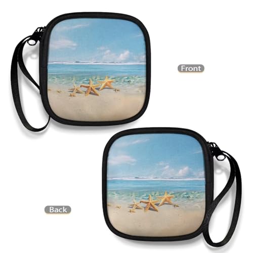Beach Starfish Headphones Carrying Case, Protective Shell Travel Bag for Cable, Charger Storage for Earphone, Earbud, Earpieces Headphone Bag Travel - color: Beach Starfish
