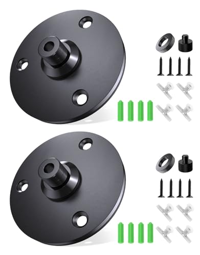 Mic Flange Mount with Pad for Podium/Table/Wall/Ceiling, 5/8 Thread, 2-Pack | With 5/8-3/8 Adapter, Durable Metal, Compact Design, Wall/Ceiling/Table Mount for Podium Gooseneck Mic Stand, Studio, DIY - size: 2 Pcs