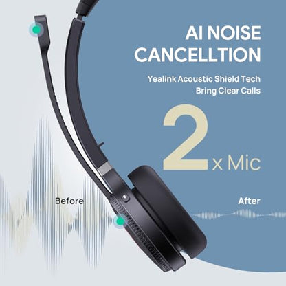 Yealink WH62 Mono Wireless DECT Headset with Microphone for Deskphone PC | 525 Ft Long Range, Teams Certified, Dual Noise cancelling Mic, 13H Talk Time, Busylight, Mute Button, Fits Home Office - style: WH62 Mono-ear
