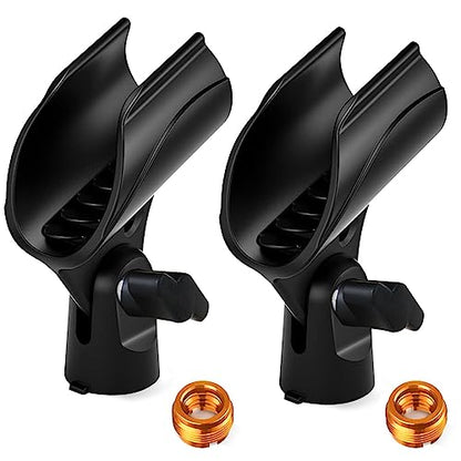 2 Pcs Universal Microphone Clip, Adjustable Mic Clip Holder for Mic Stand, Come with 5/8" Male to 3/8" Female Screw Adapter - size: 2_Pack