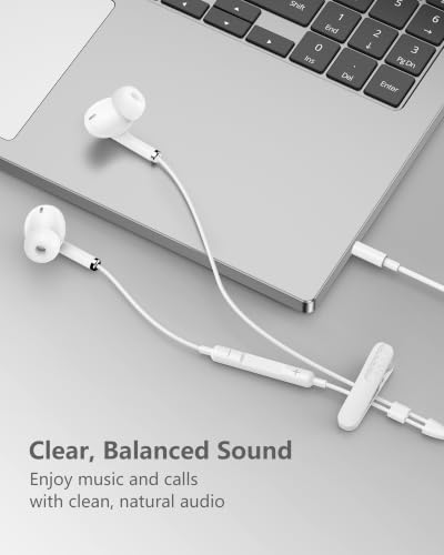 3.5mm Aux Jack Earbuds, Wired Over Ear Buds with Microphone, in-Ear Headphones for Apple iPhone ipad EarPods for Computer Laptop Gaming Devices, Stereo Bass Earphones for MP3 PC Air Pods Samsung - color: White