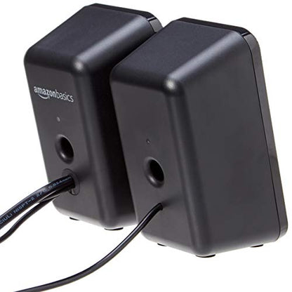 Amazon Basics AC-Powered Computer Speakers for Desktop or Laptop PC with Volume Control, Headphone Jack, Black (US Version) - size: 1-Pack, style: AC